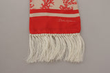 Eleganter Seiden -Männerschal -Wickel - Red Coral Print