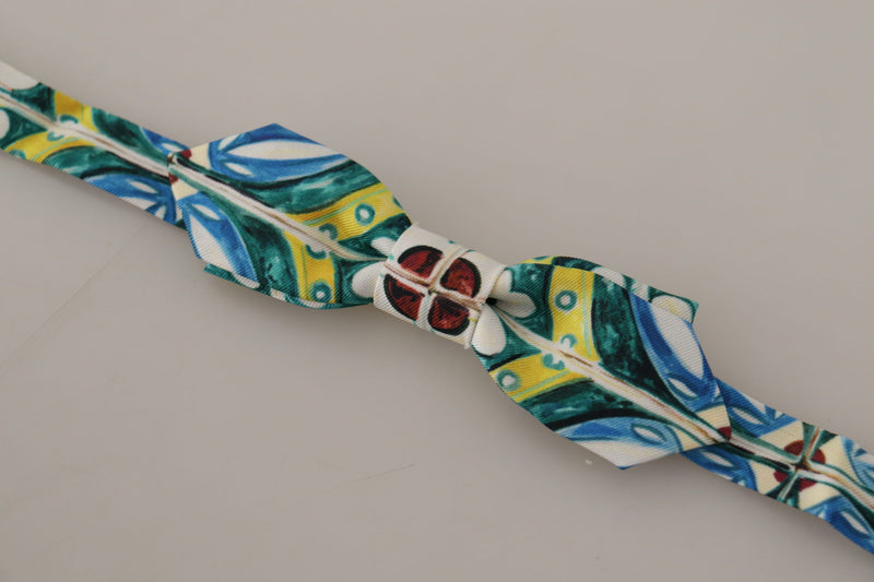 Elegant Silk Majolica Print Bow à nœud papillon