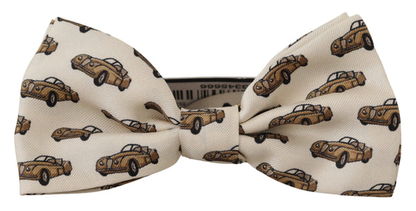 Elegante corbata de seda con estampado de autos