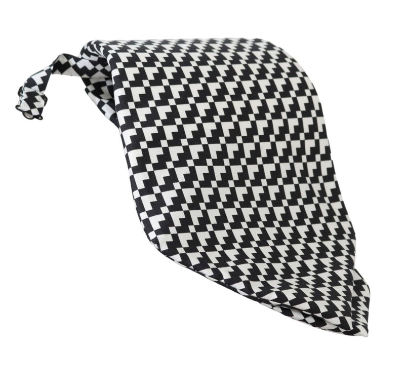 Black Patterned Mens Necktie 100% Silk Tie