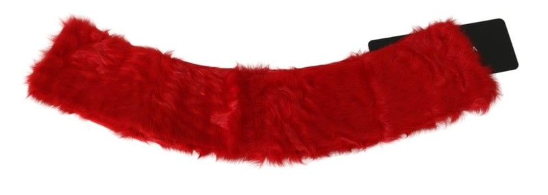 Red Fur Neck Collar Wrap Lambskin Scarf