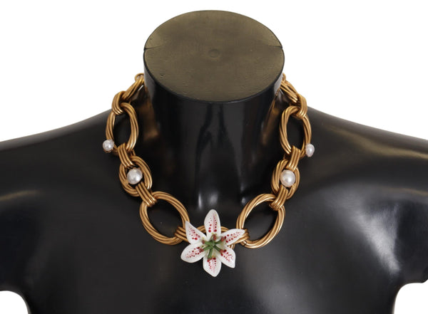 Elegante collar colgante de flores de oro lilly