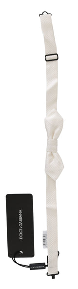 White 100% Silk Slim Adjustable Neck Papillon Men Tie