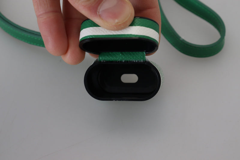 Elegante cassa di airpod in pelle - verde lussureggiante