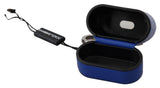 Elegante custodia airpod in pelle blu