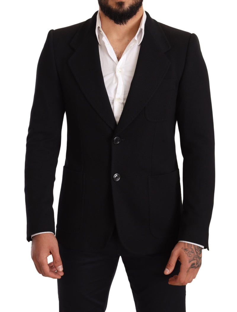Black Cotton Slim Fit Coat Jacket  Blazer