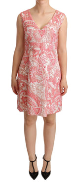 Vestido de vaina plisada de Jacquard Pink Jacquard