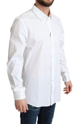 White Cotton Stretch Men Dress Formal Shirt