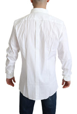 White Cotton Stretch Men Dress Formal Shirt