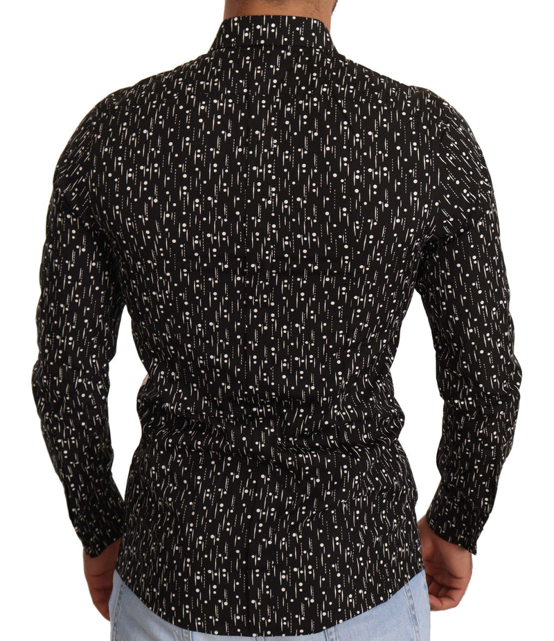 Black Floral Brocade Cotton Shirt