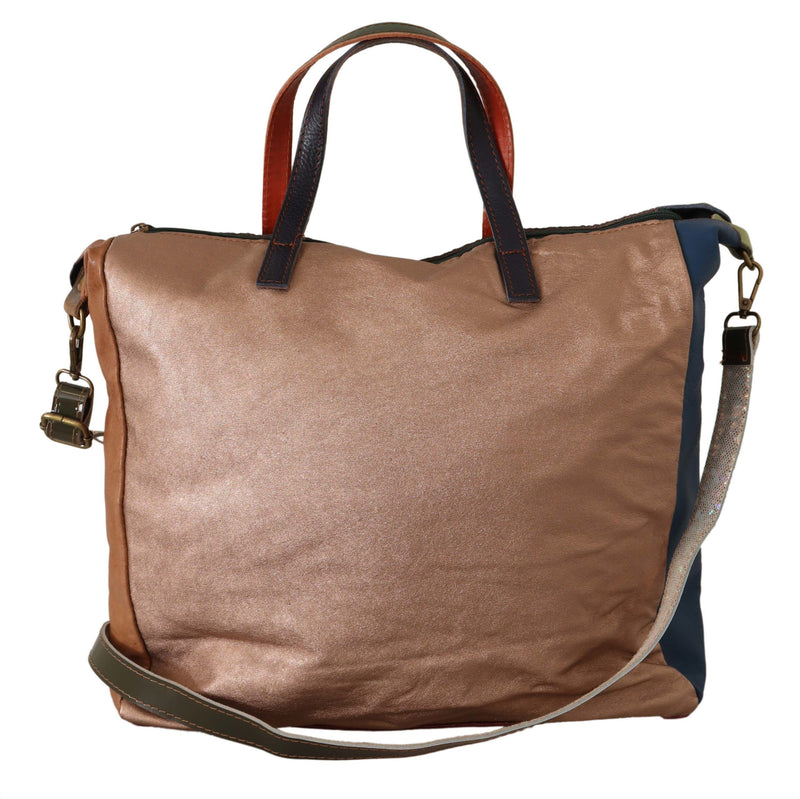 Multicolor Genuine Leather Shoulder Strap Women Tote Bag