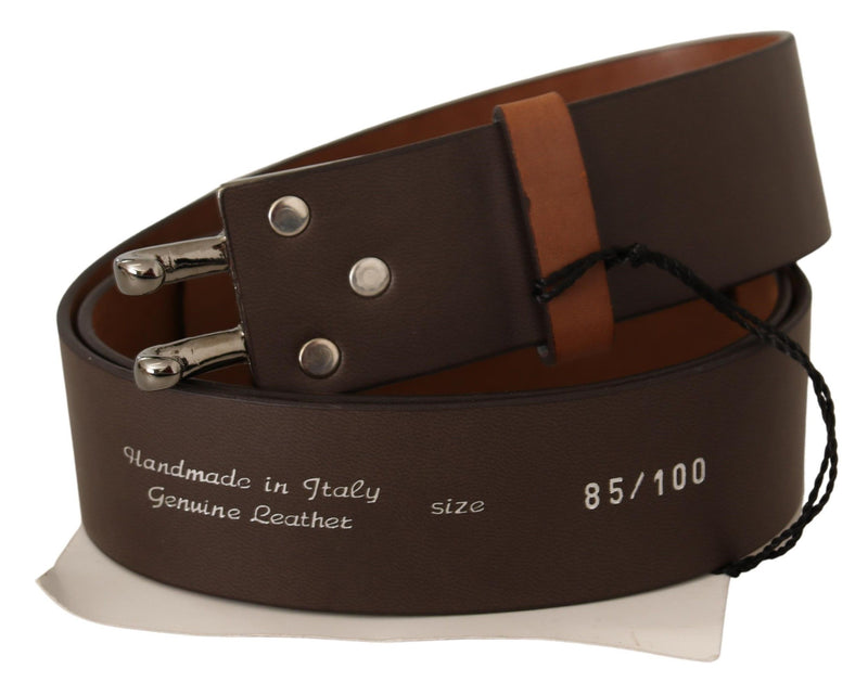 Brown Leather Silver Buckle Waist Belt