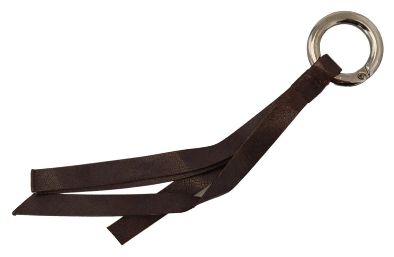 Chic Brown Leather Keychain con acentos de latón