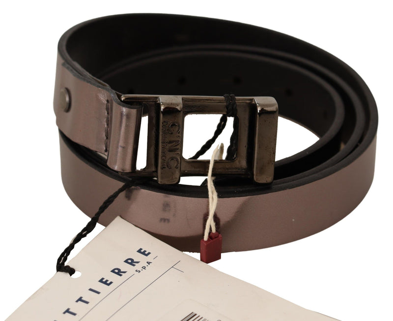 Pink Metallic Leather Buckle Belt