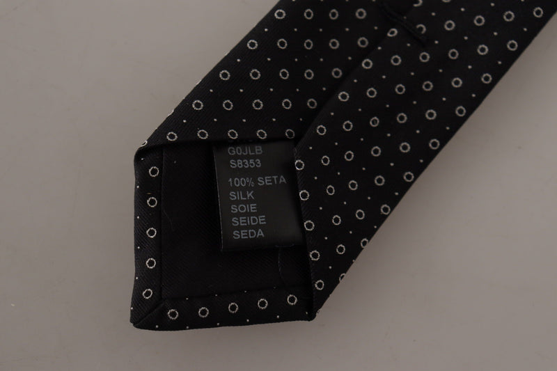 Elegant Black White Polka Dot Silk Tie