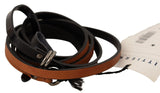 Brown Leather Silver Tone Buckle Belt