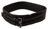 Dark Brown Leather Double Buckle Belt