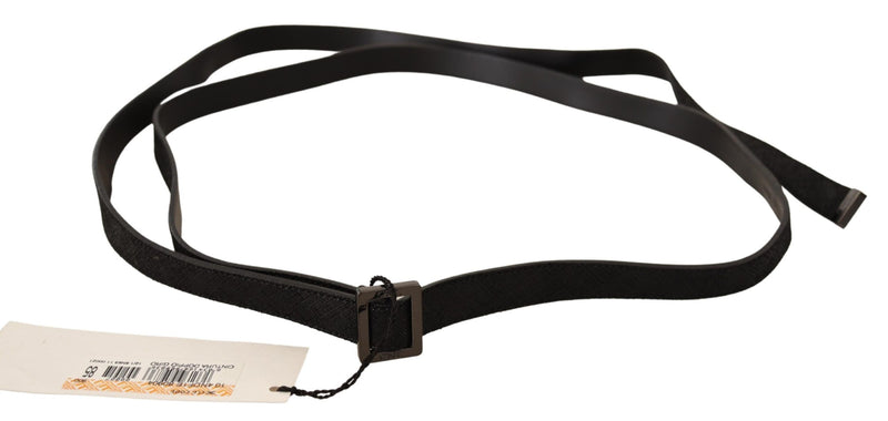 Black Leather Metal Buckle Waist Belt