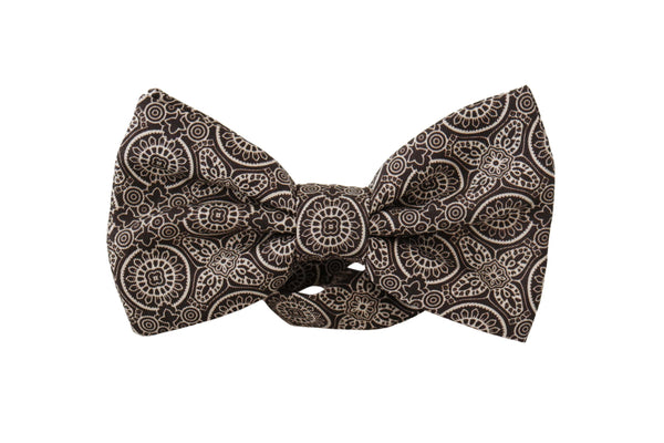 Elegant Silk Black & White Bow Tie