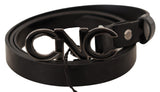 Black Leather Letter Logo Buckle Belt