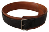 Black Brown Leather Silver Buckle