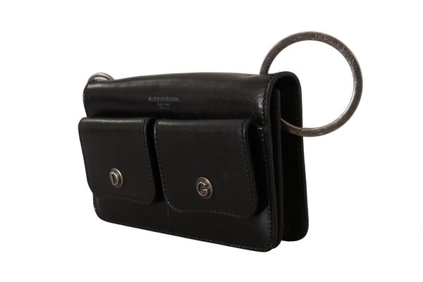 Elegante Mini -Leder -Brieftasche in zeitlosen Schwarz