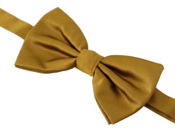 Elegant Mustard Silk Bow Tie