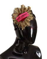Black Gold Sacred Heart Logo Embellished Headband Diadem