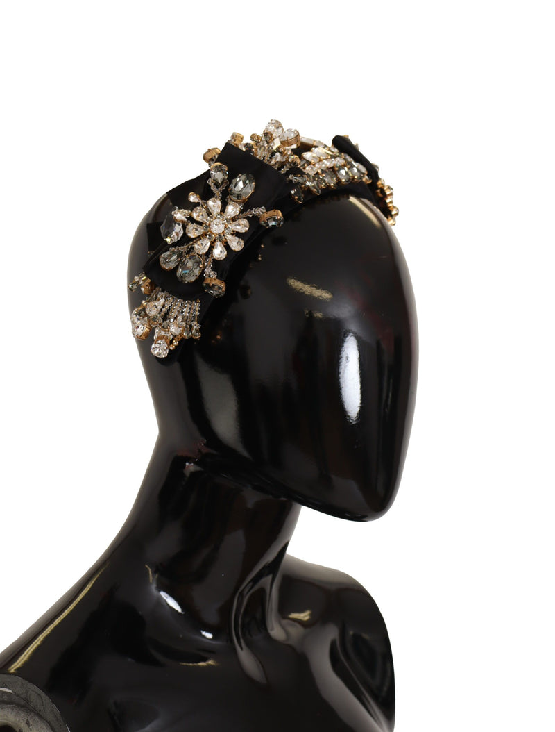 Clear Crystal Embellished Silk Fiocco Diadem Headband