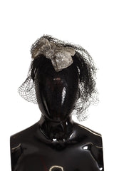Black Logo Sequined Fascinator Diadem Headband