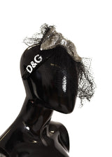 Black Logo Sequined Fascinator Diadem Headband