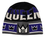 Gorro de mezcla de lana multicolor con logotipo de reina