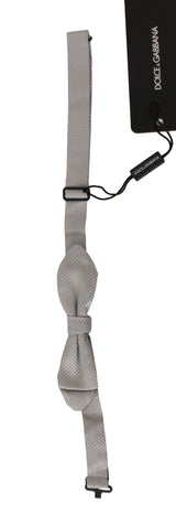 Gray 100% Silk Faille Adjustable Neck Bow Tie Papillon