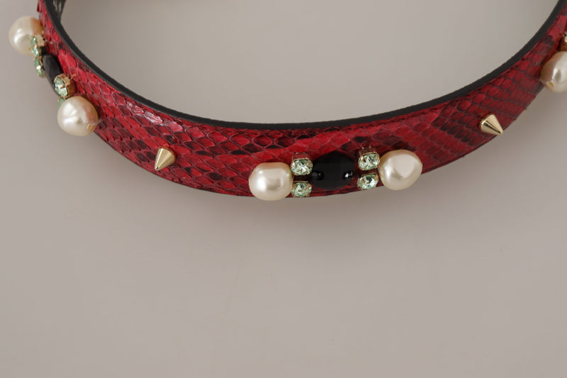 Élégant bandoulière en cuir Python rouge