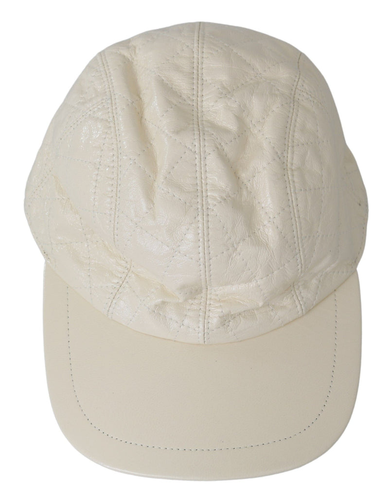 White Lamb Skin 100% Leather Baseball Hat