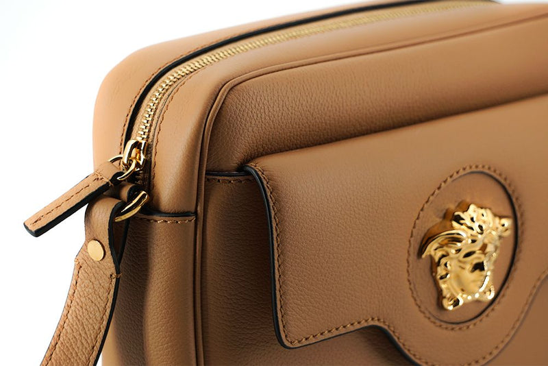 Elegante borsa a tracolla in pelle marrone in pelle marrone