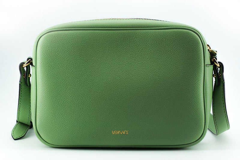 Elegante bolsa de caja de cámara de cuero verde menta