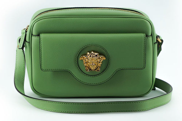 Elegante bolsa de caja de cámara de cuero verde menta