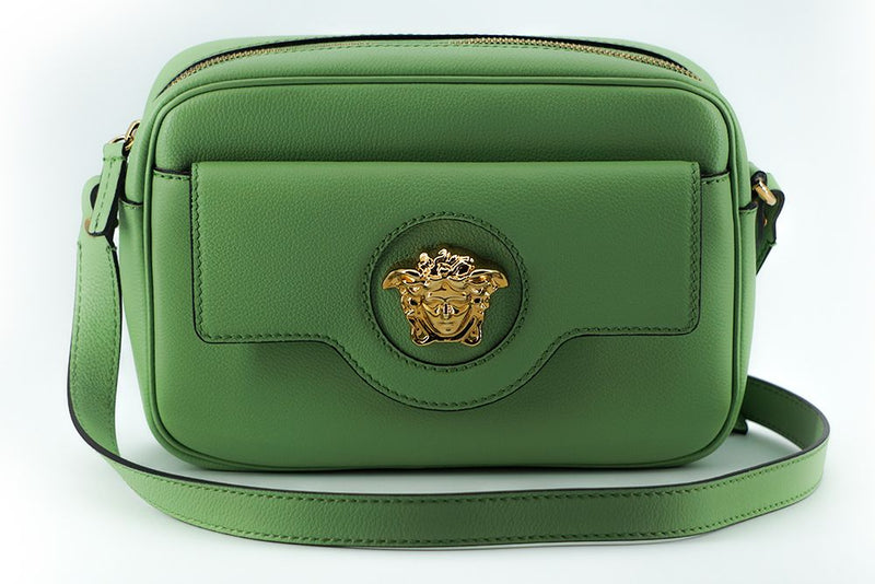 Borsa per fotocamera in pelle verde elegante menta