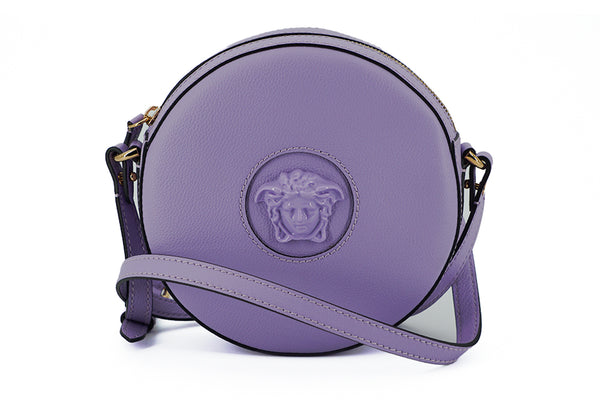 Elegante borsa a tracolla rotonda viola