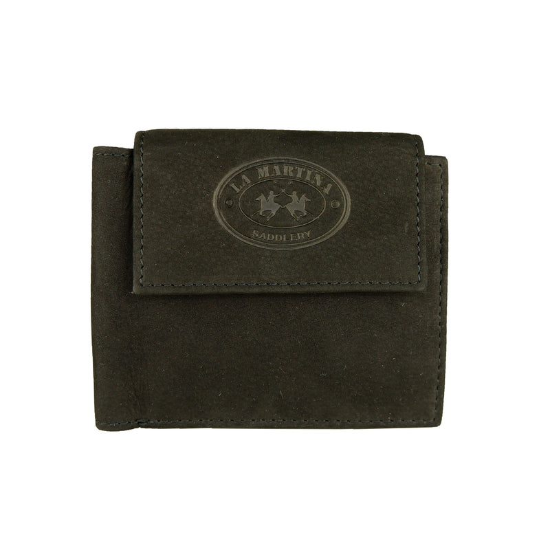Elegant Black Leather Wallet with Logo Detail