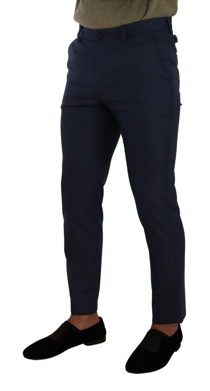 Elegant Dark Blue Slim-Fit Dress Pants