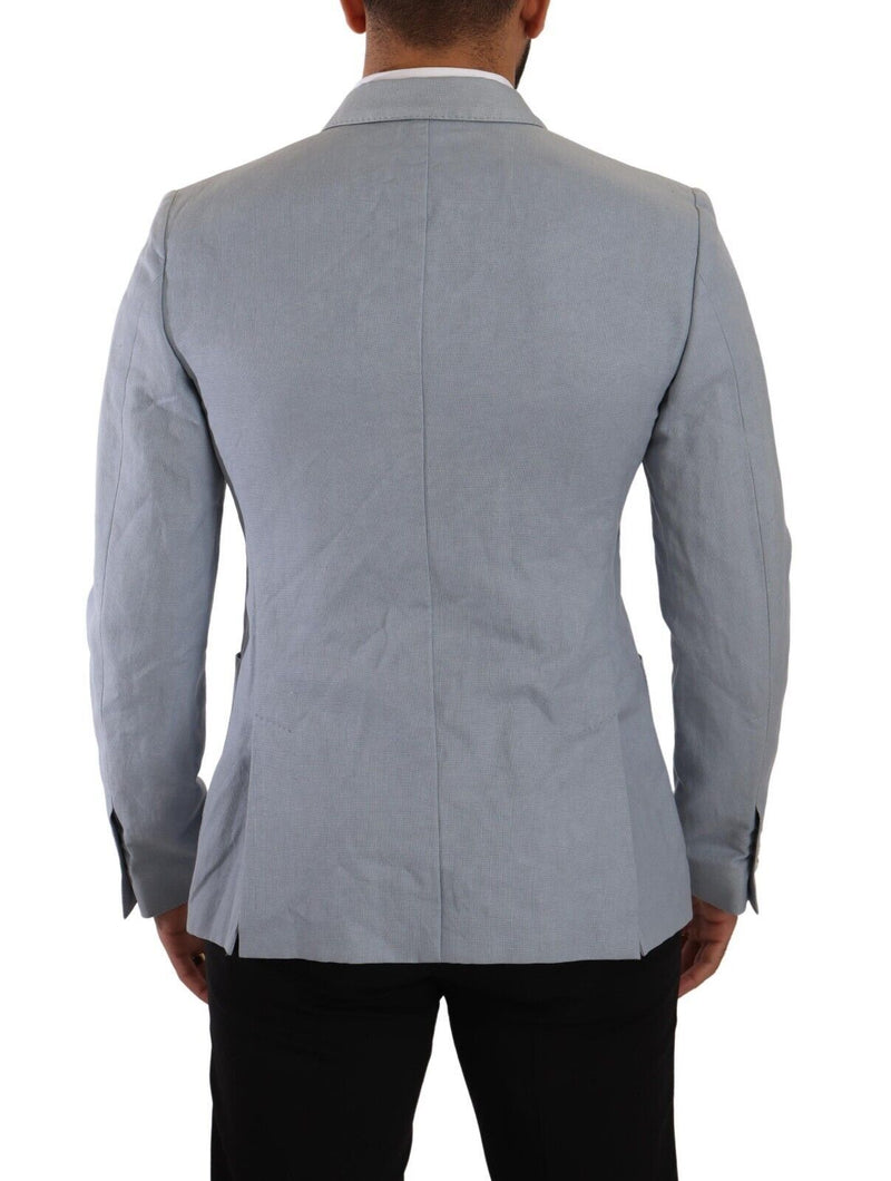 Blue Cotton Linen Slim Fit Jacket Coat Blazer