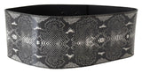 Black Wide Leather Snakeskin Design Waist Belt