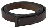 Brown Leather Tactical Logo Screw Buckle Belt