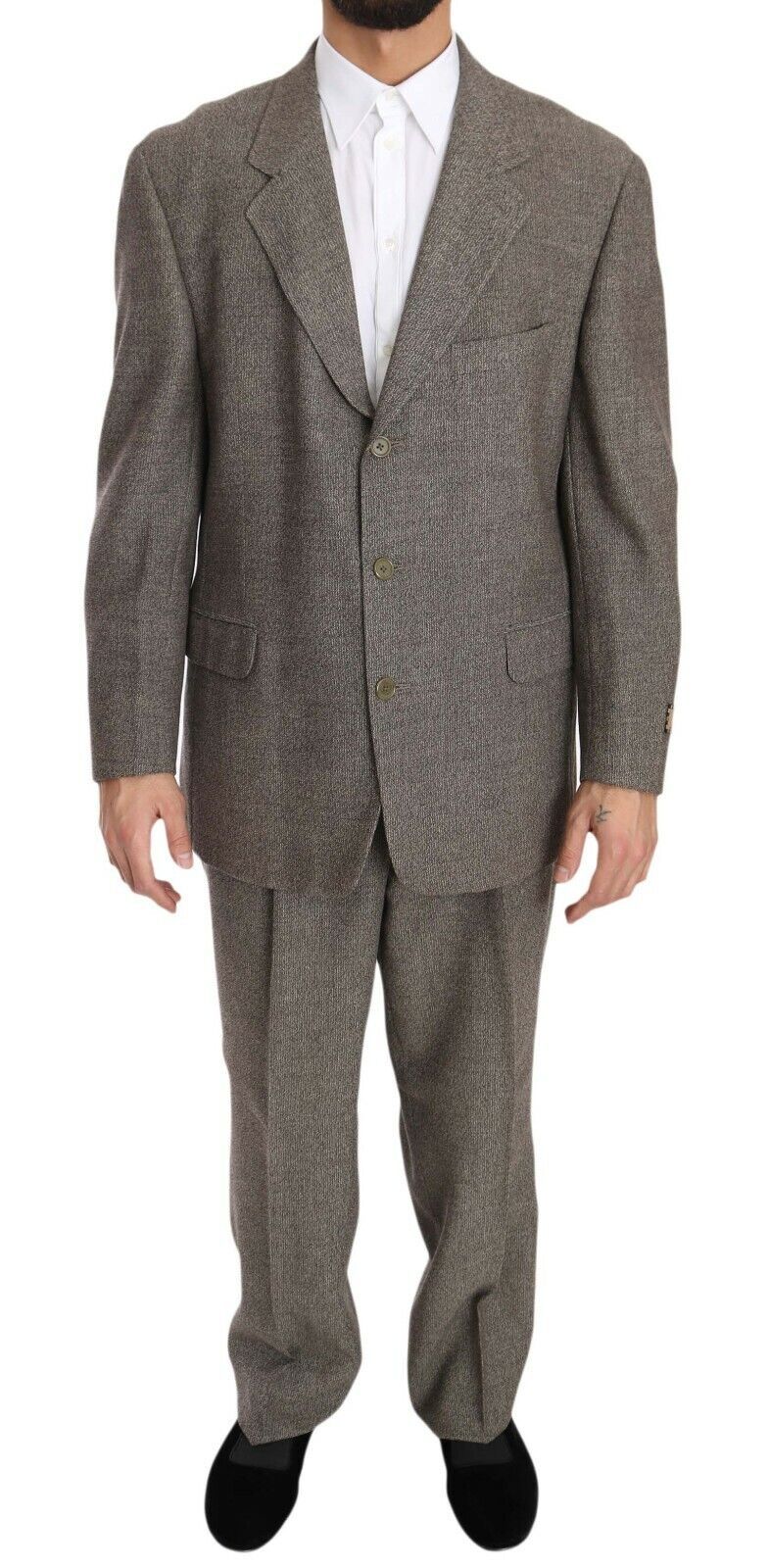 Brown Wool Regular Single  Breasted Suit