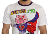 White Cotton Top Super Power Pig T-shirt
