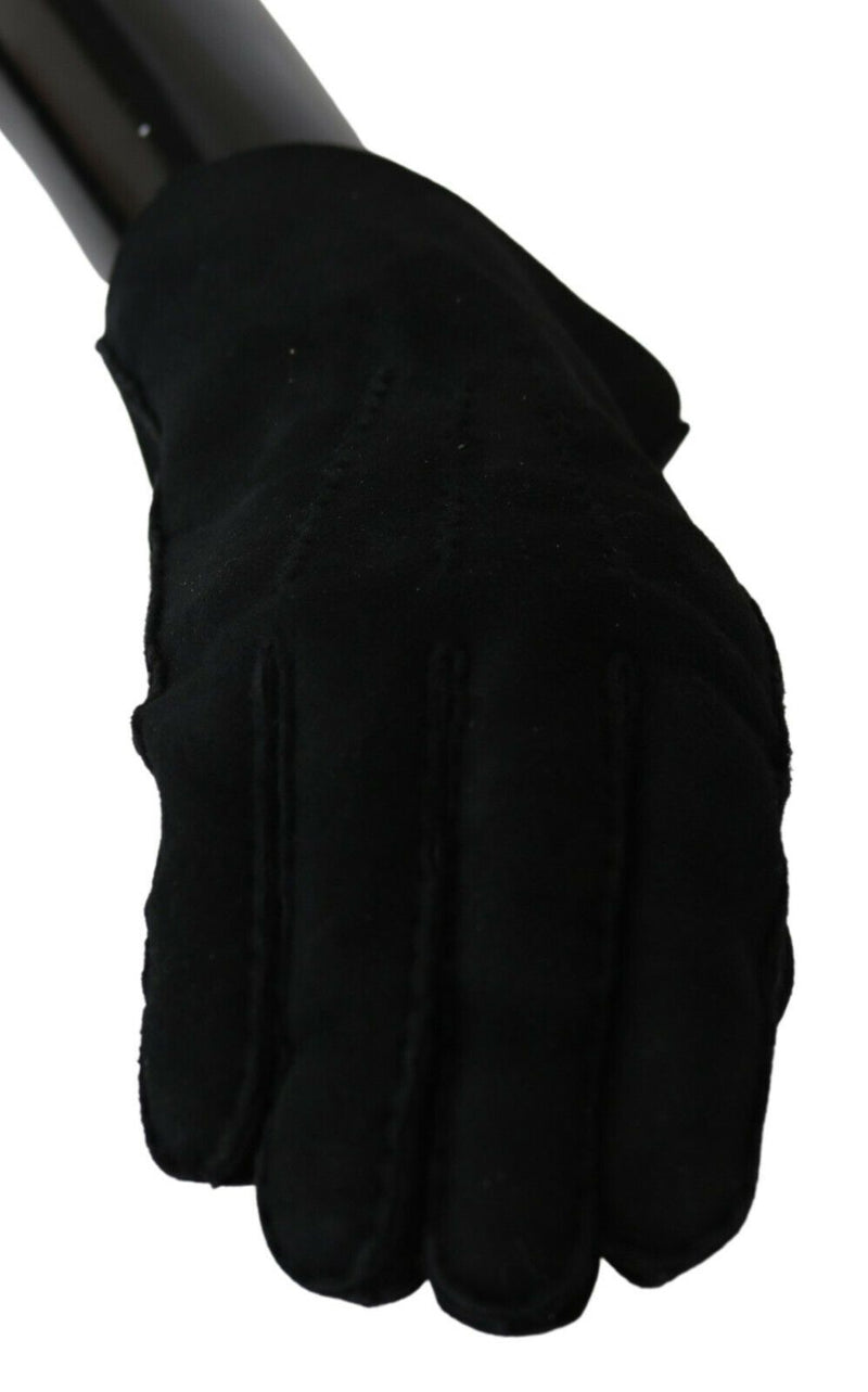 Black Leather Motorcycle Biker Mitten Gloves