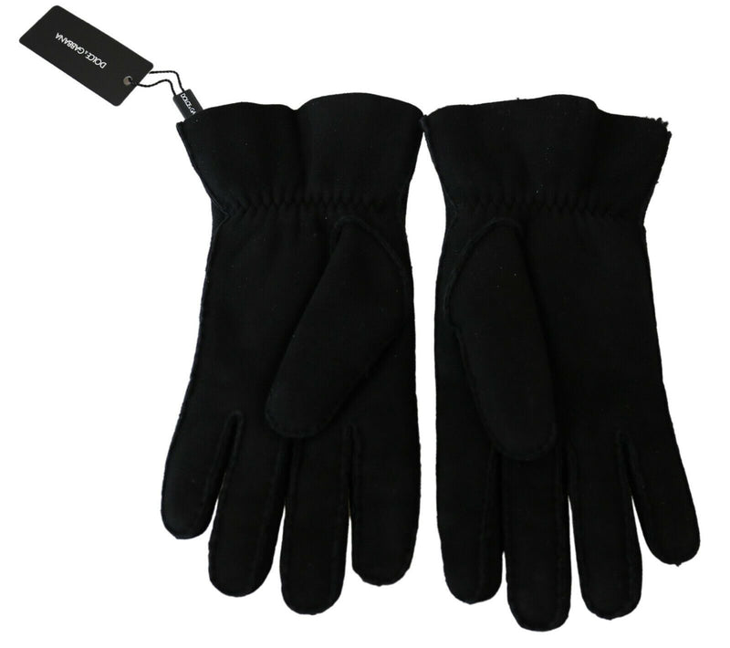 Black Leather Motorcycle Biker Mitten Gloves