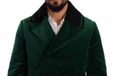 Green Velvet Cotton Double Breasted Jacket